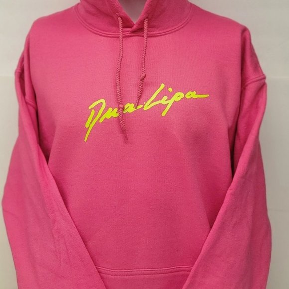 Dua Lipa Pink Pullover Hoodie with colored Print. - Picture 4 of 6